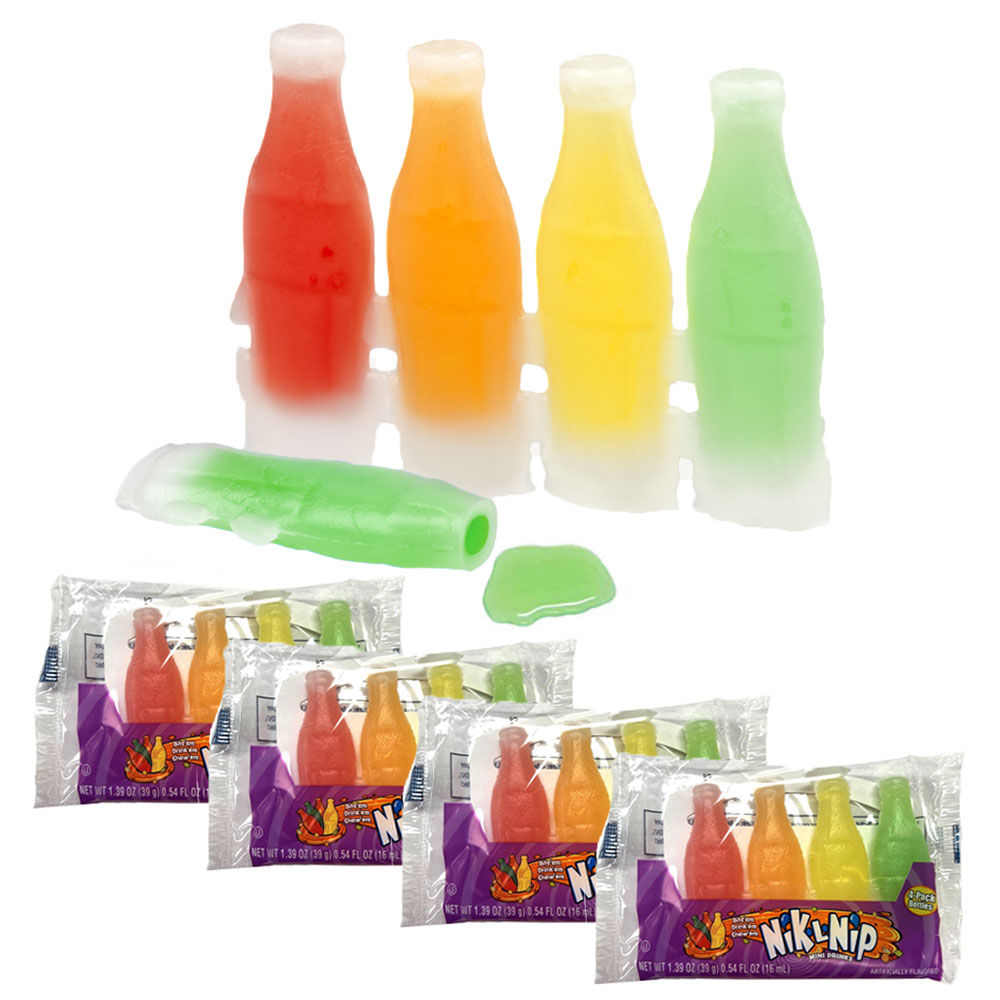 16 Wax Bottle Candy Nik-L-Nip Fruit Flavor Liquid Filled Mini