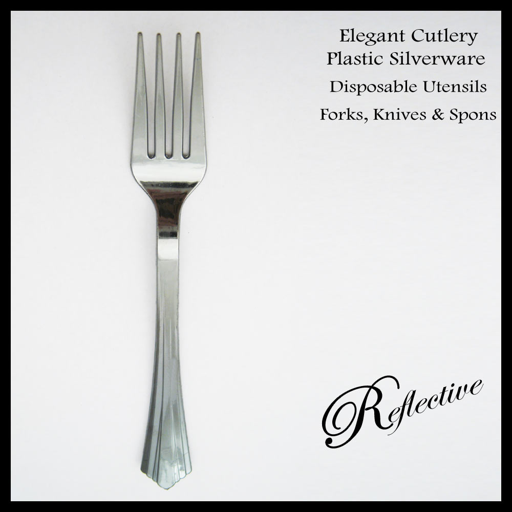18 Plastic Cutlery Silver Forks Knives Spoons Party Tableware