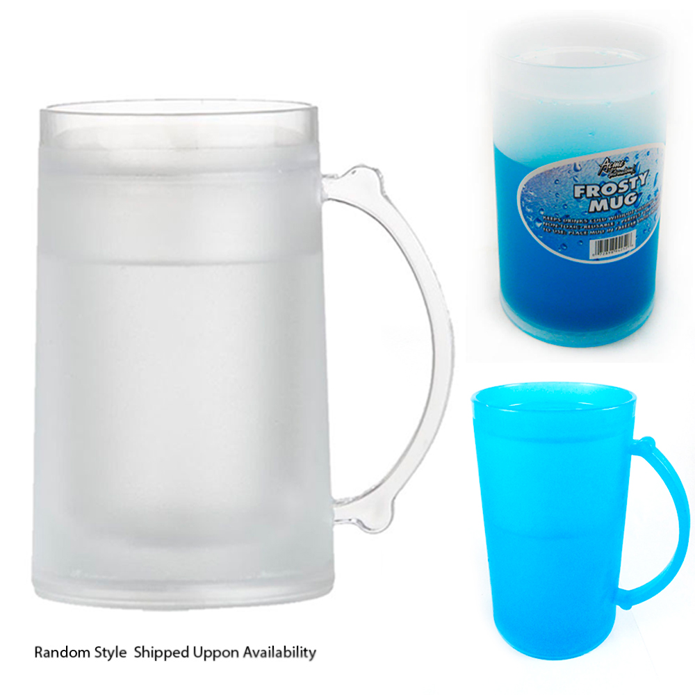 Set Of 3 Frosty Freezer Mug Drinks Cold Beer Water Freeze Gel 16Oz