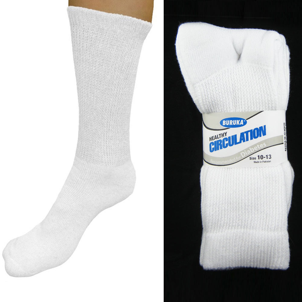 12 Pairs Diabetic Crew Circulation Socks Health Cushioned Support Mens ...