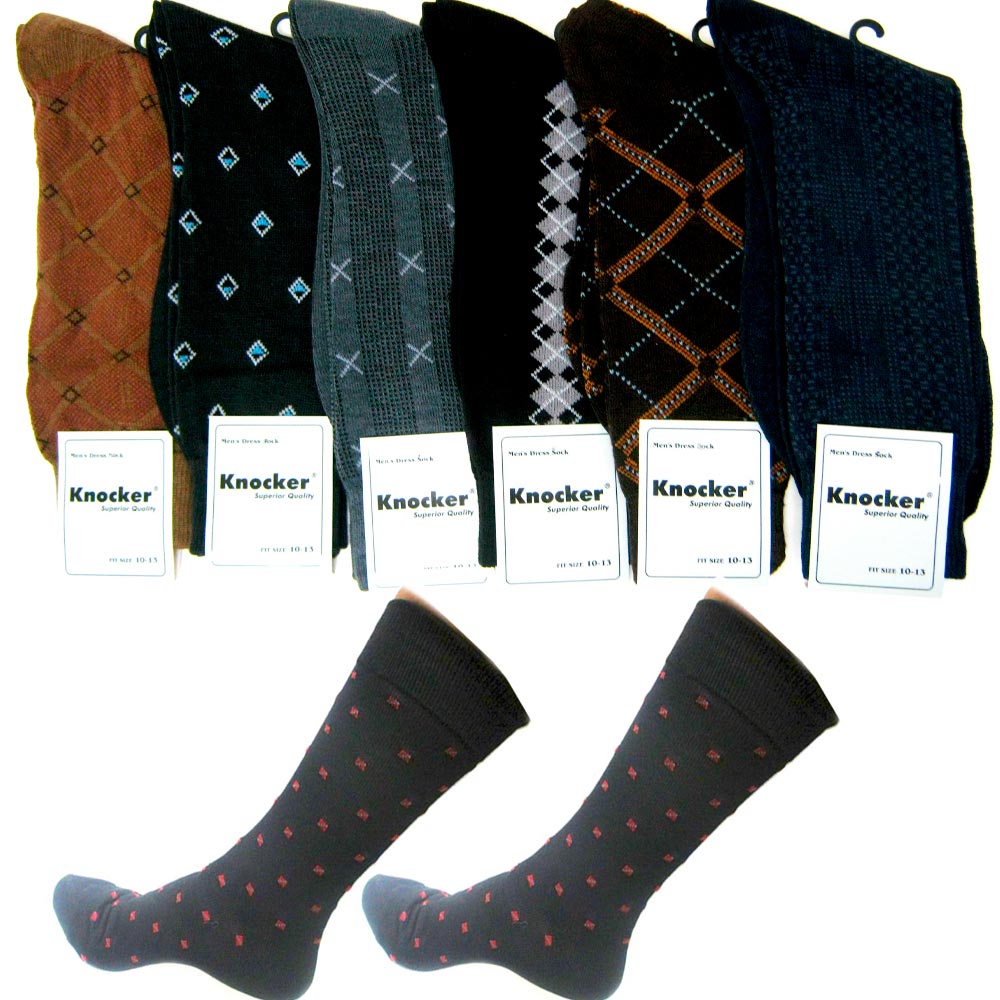 6 Pairs Mens Dress Socks Assorted Business Casual Print Work Size 1013