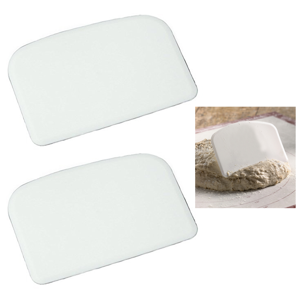 Uxcell Pizza Cream Dough Pastry Scraper – 2-Pack White Plastic Cutter For Baking