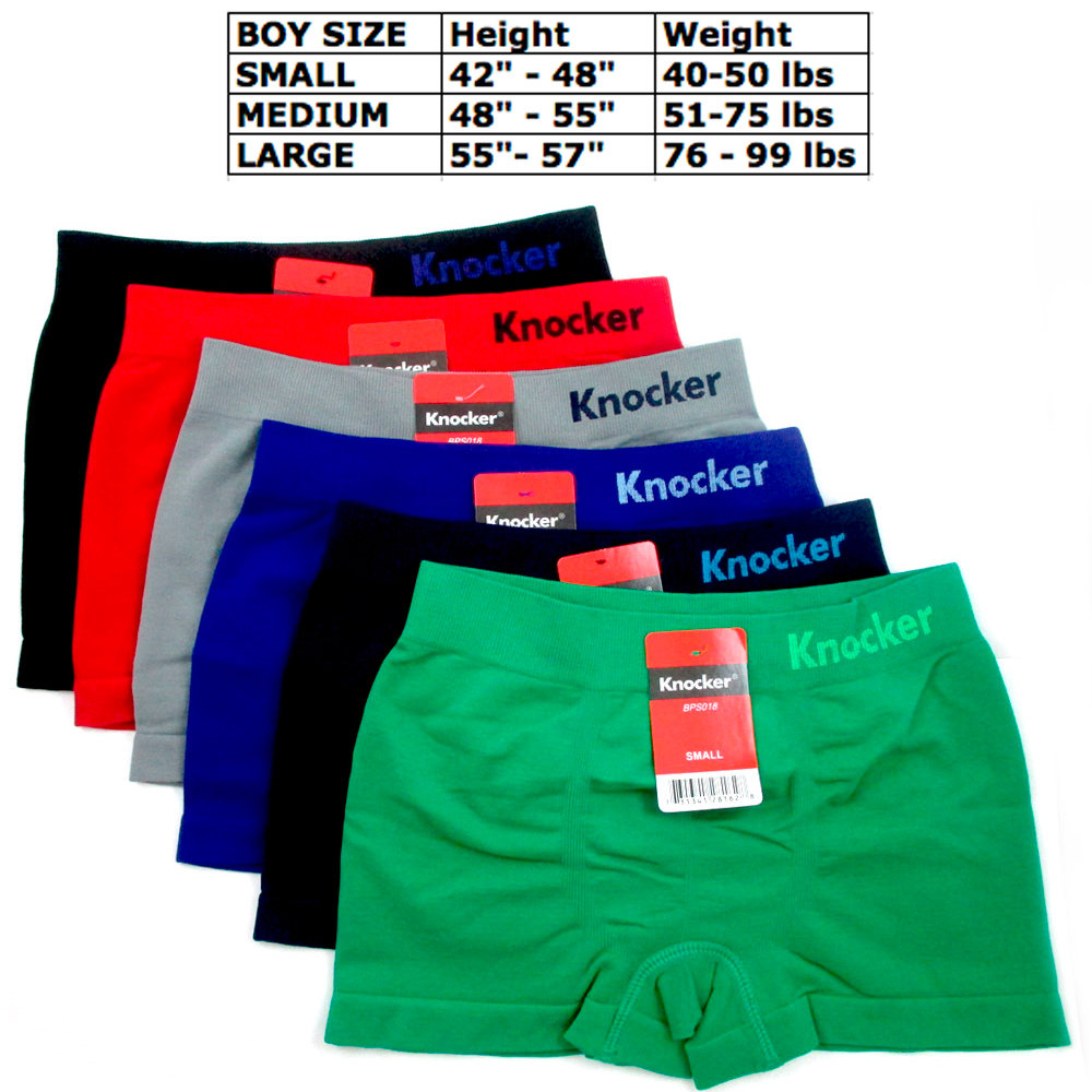 6 Pack Boys Seamless Solid Boxer Briefs Kids Spandex Underwear Soft