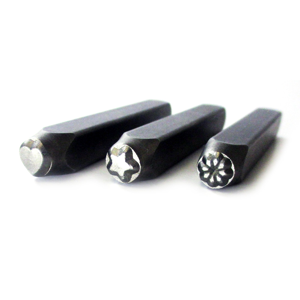 3 Pc Metal Punch Stamps Set 6mm Steel Arts Crafts Hand Punches Jewelry