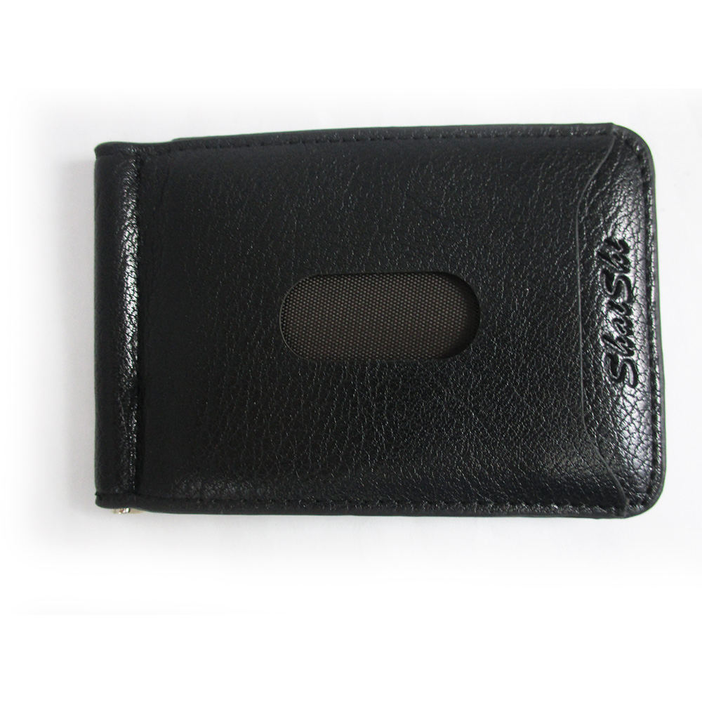Mens Genuine Leather Money Clip Slim Wallet Magnetic Black ID Credit ...
