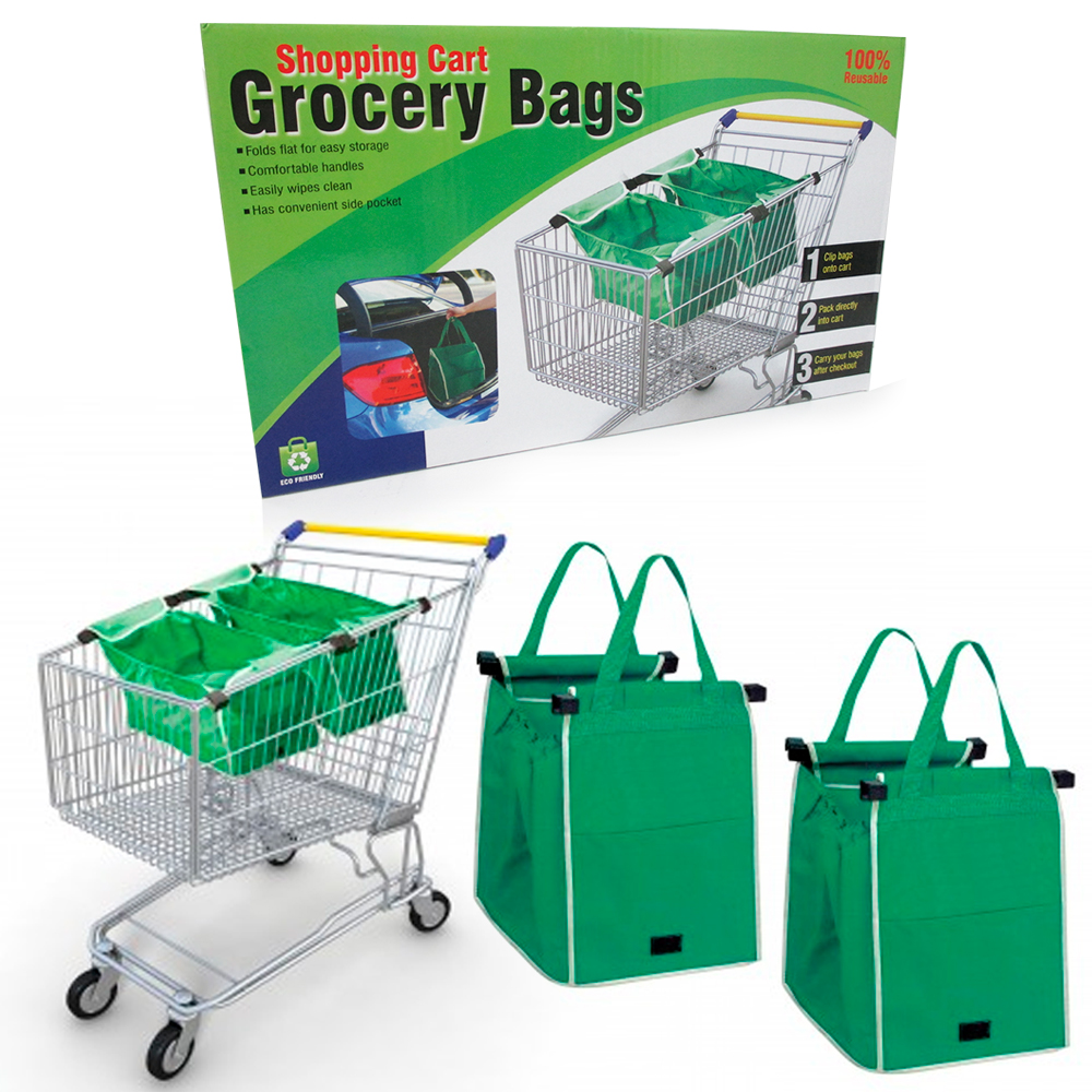 2x Grab Bag Reusable Clip To Cart Tote 40 Lbs As Seen On Tv Grocery Shopping New 7795735155912 ...