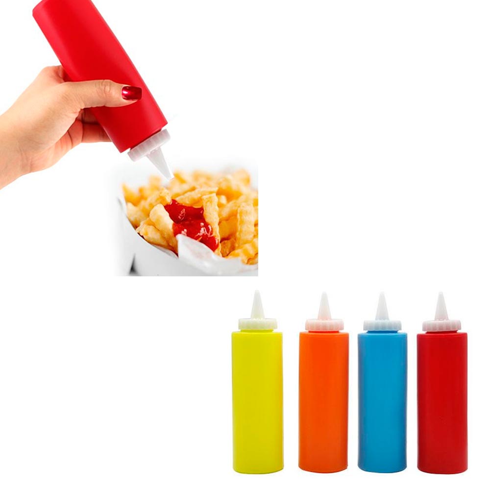 4 Pk 12oz Plastic Squeeze Bottle Condiment Dispenser Ketchup Mustard