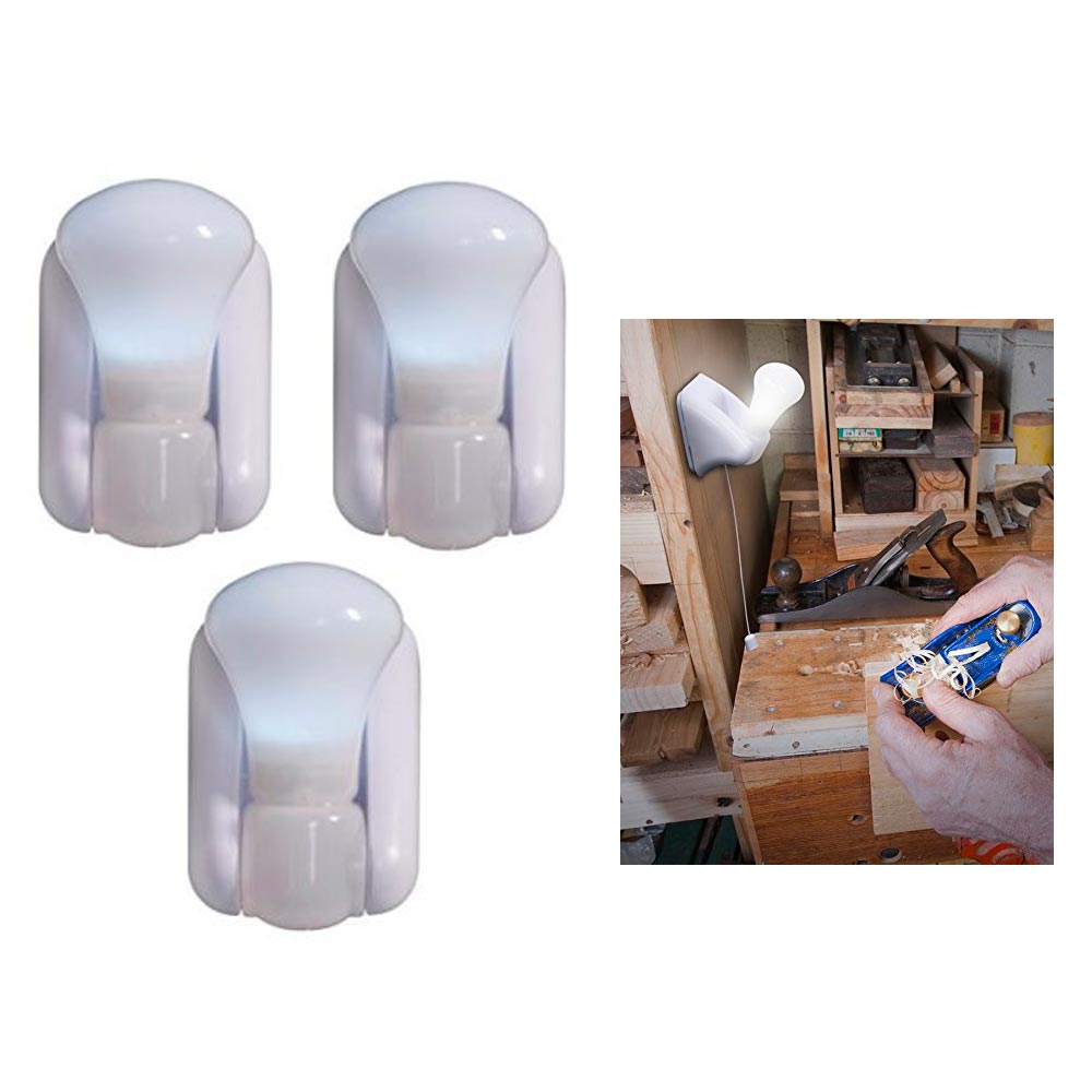 Details About 3 Bright Light Led Stick Up Pull Chain Battery Powered Bulb Portable Mount Lamp