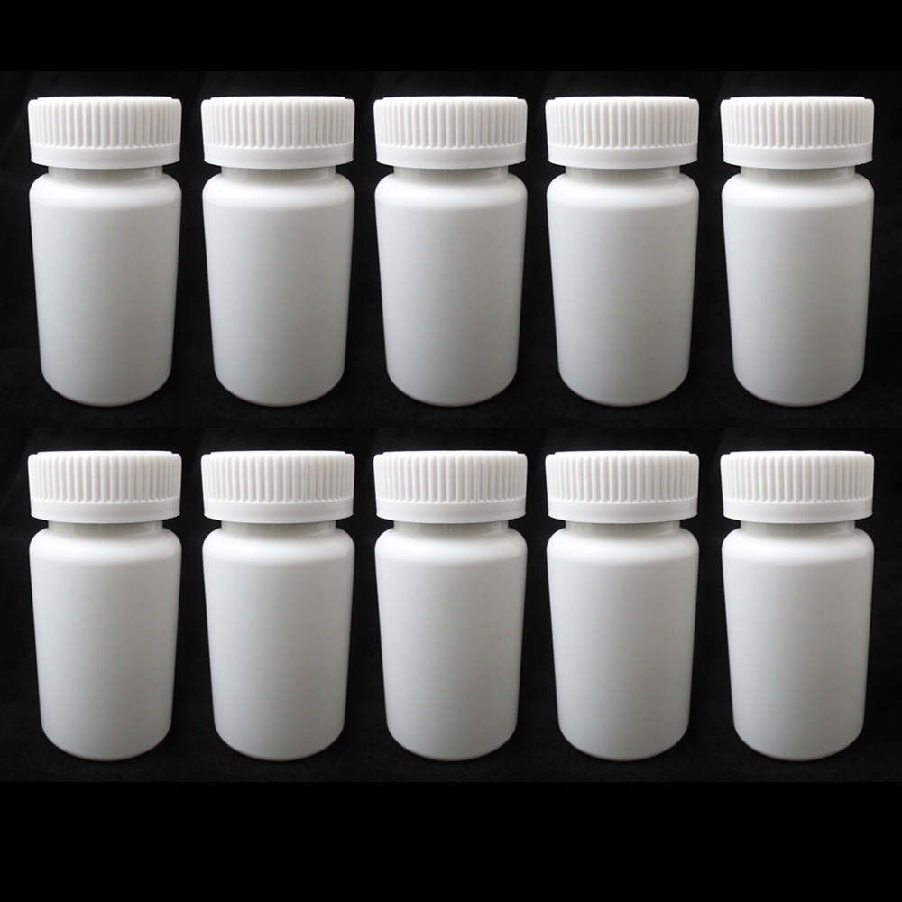 10 Pill Bottle Storage Container Pet Tin Vial White 100Ml Screw Cap Jar