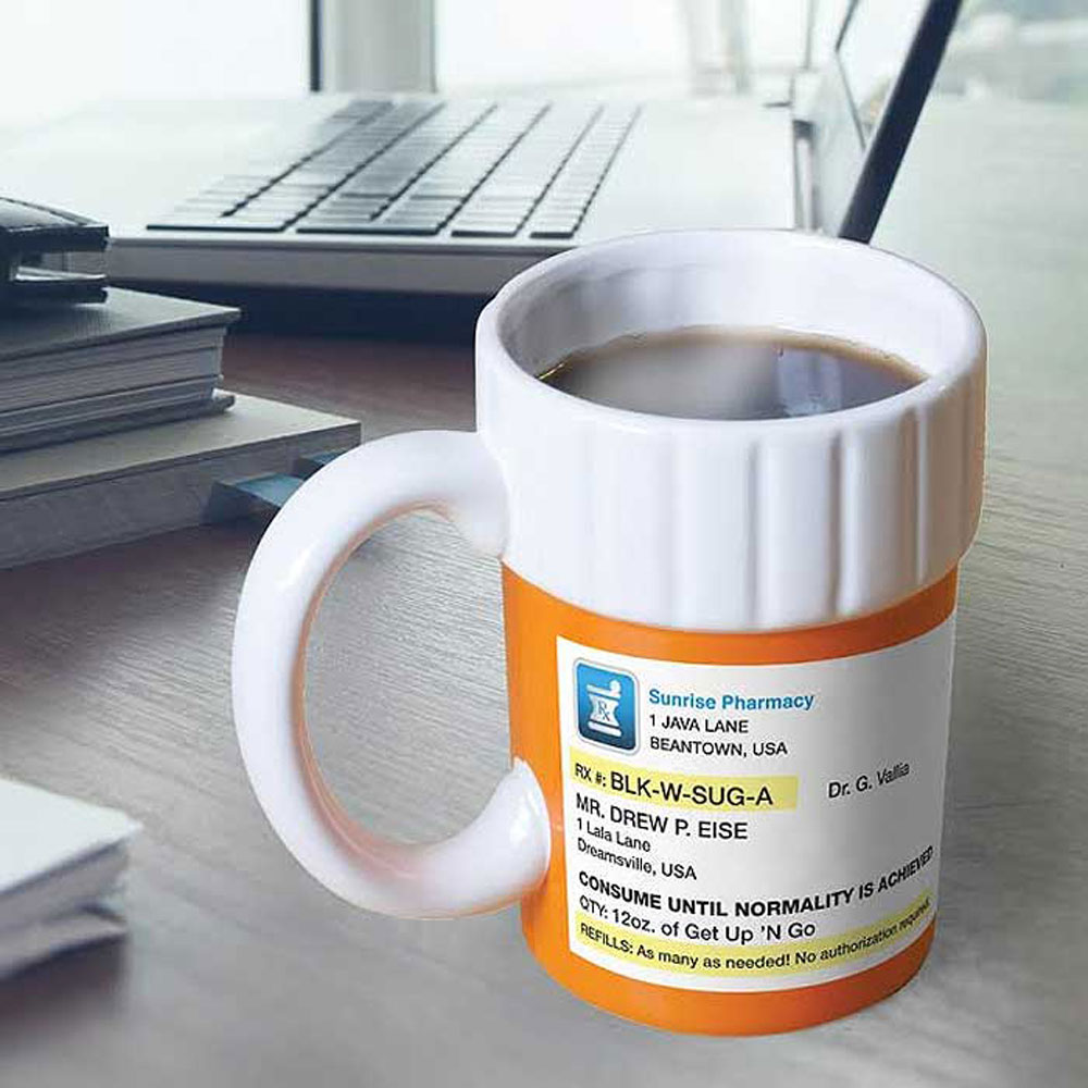 Prescription Mug Pill Bottle Coffee Cup Tea Pharmacy 12oz Rx Big Mouth