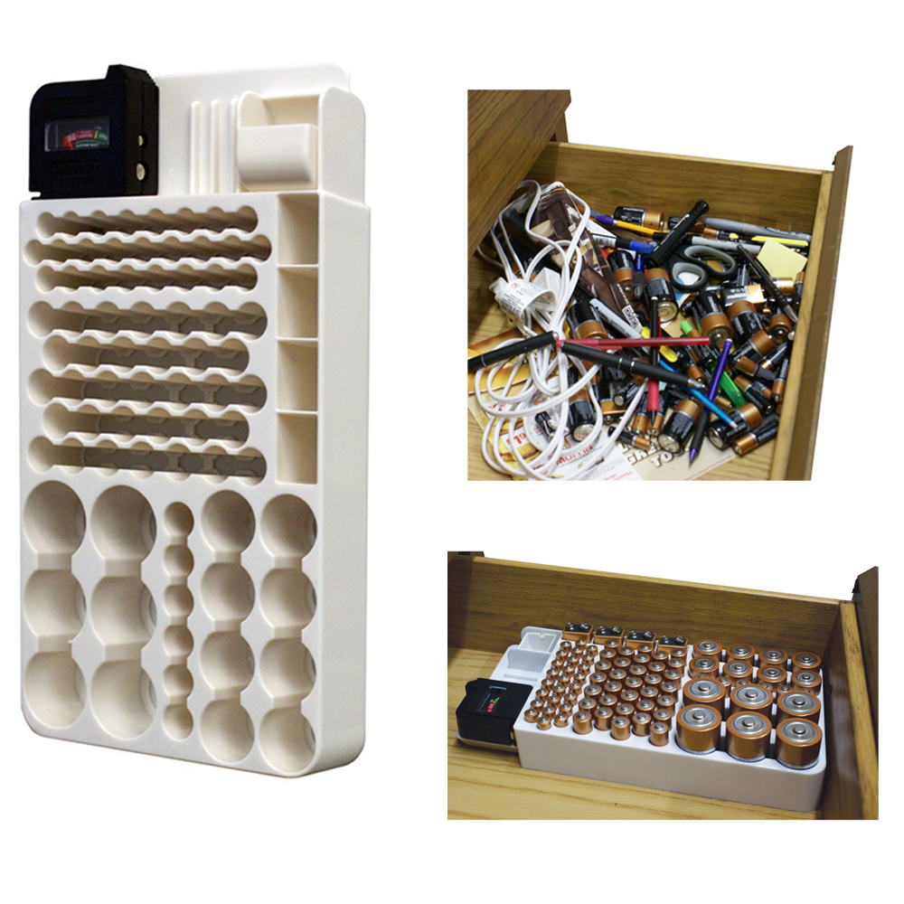 Battery Storage Organizer Rack 82 Holder Tester Case Box Organize Hold