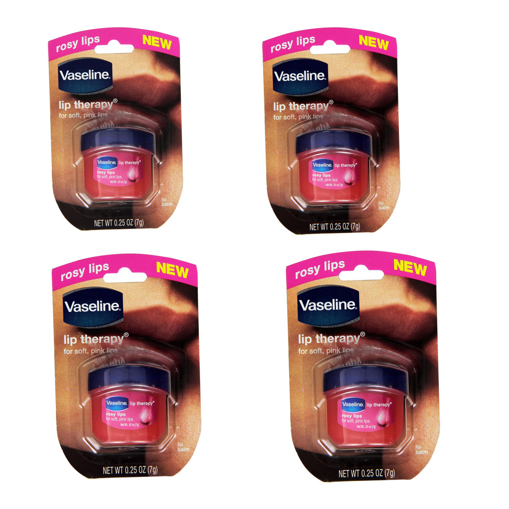4 Pack Vaseline Lip Therapy Rosy Flavor Balm Glowing Dry  