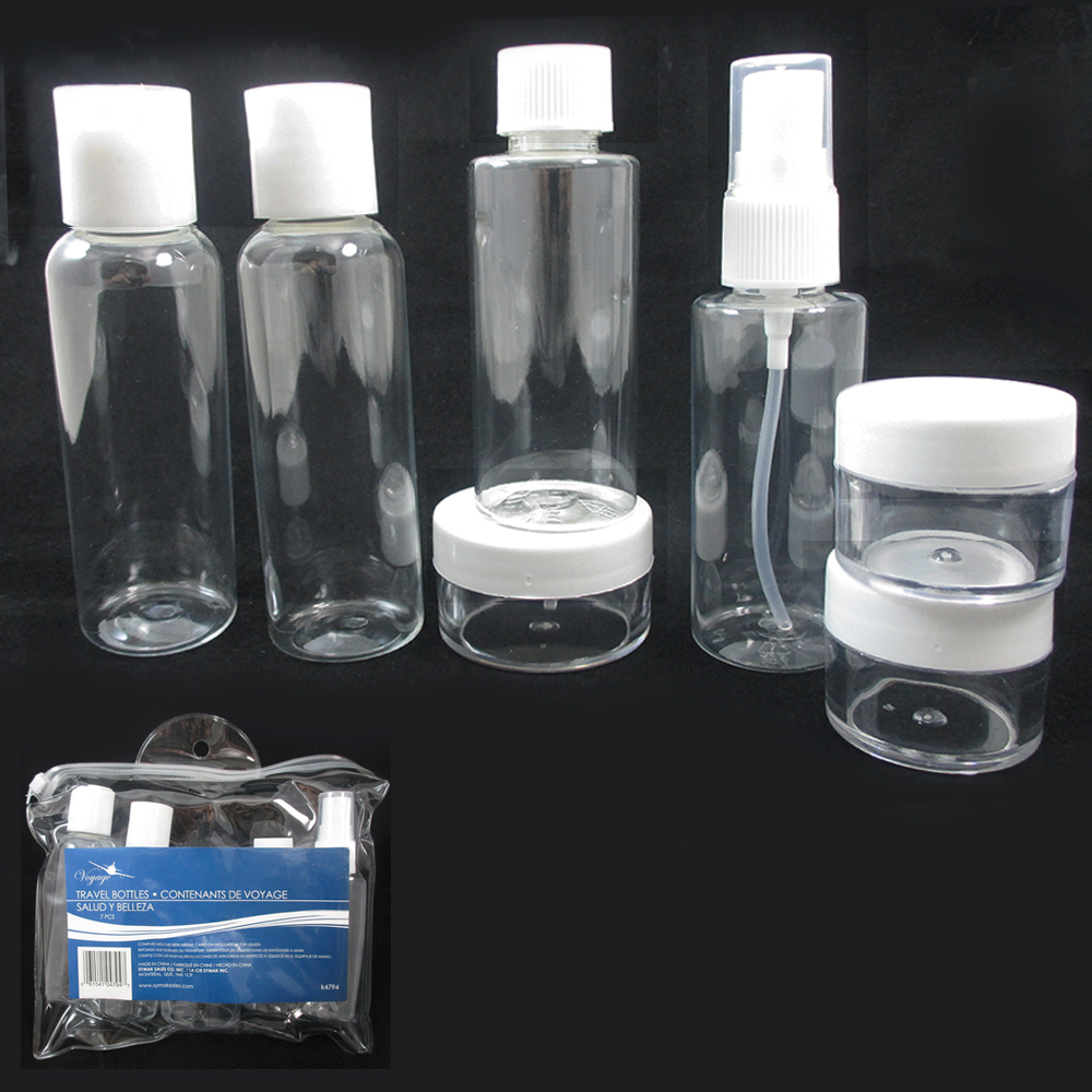 7 TSA Carry On Empty Plastic Travel Bottles Set Jar Cream Container Storage Bag 7795735156988 eBay