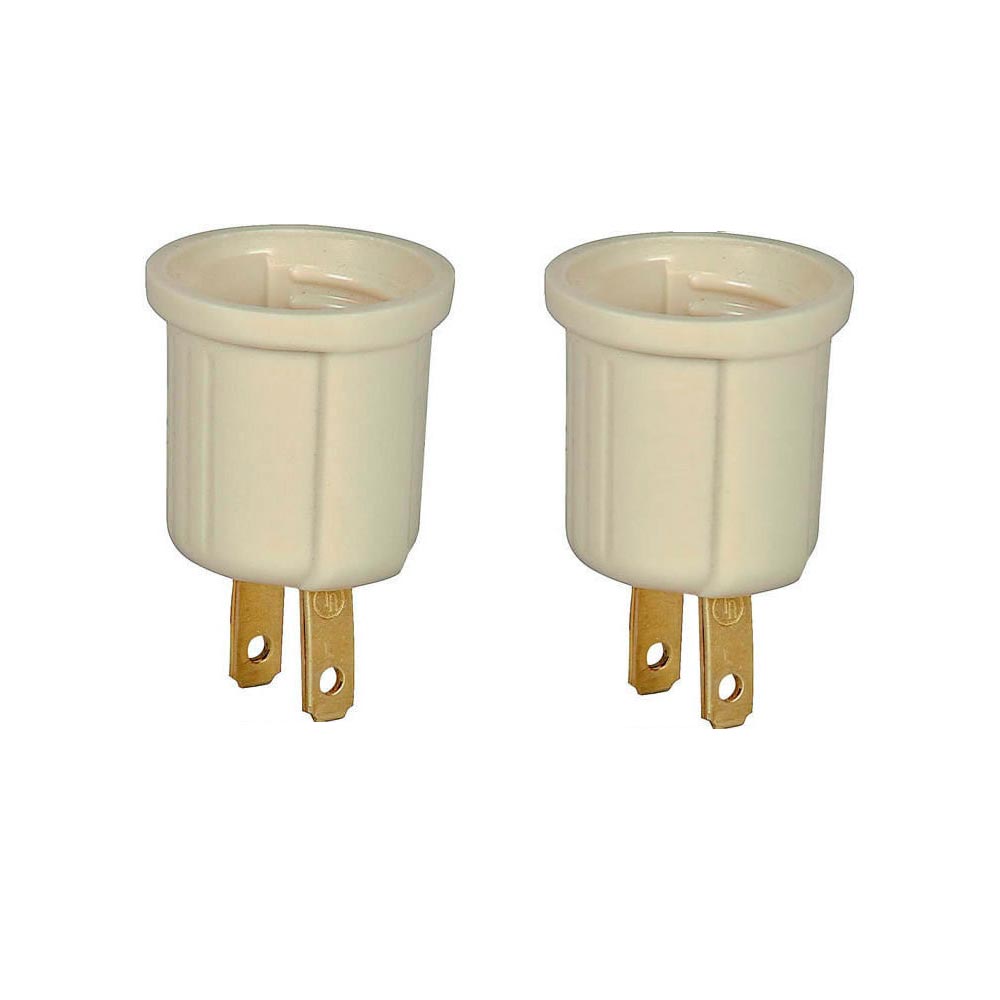 2 Pc Light Bulb Socket Adaptor Converter Screw Lamp Base AC Wall Outlet