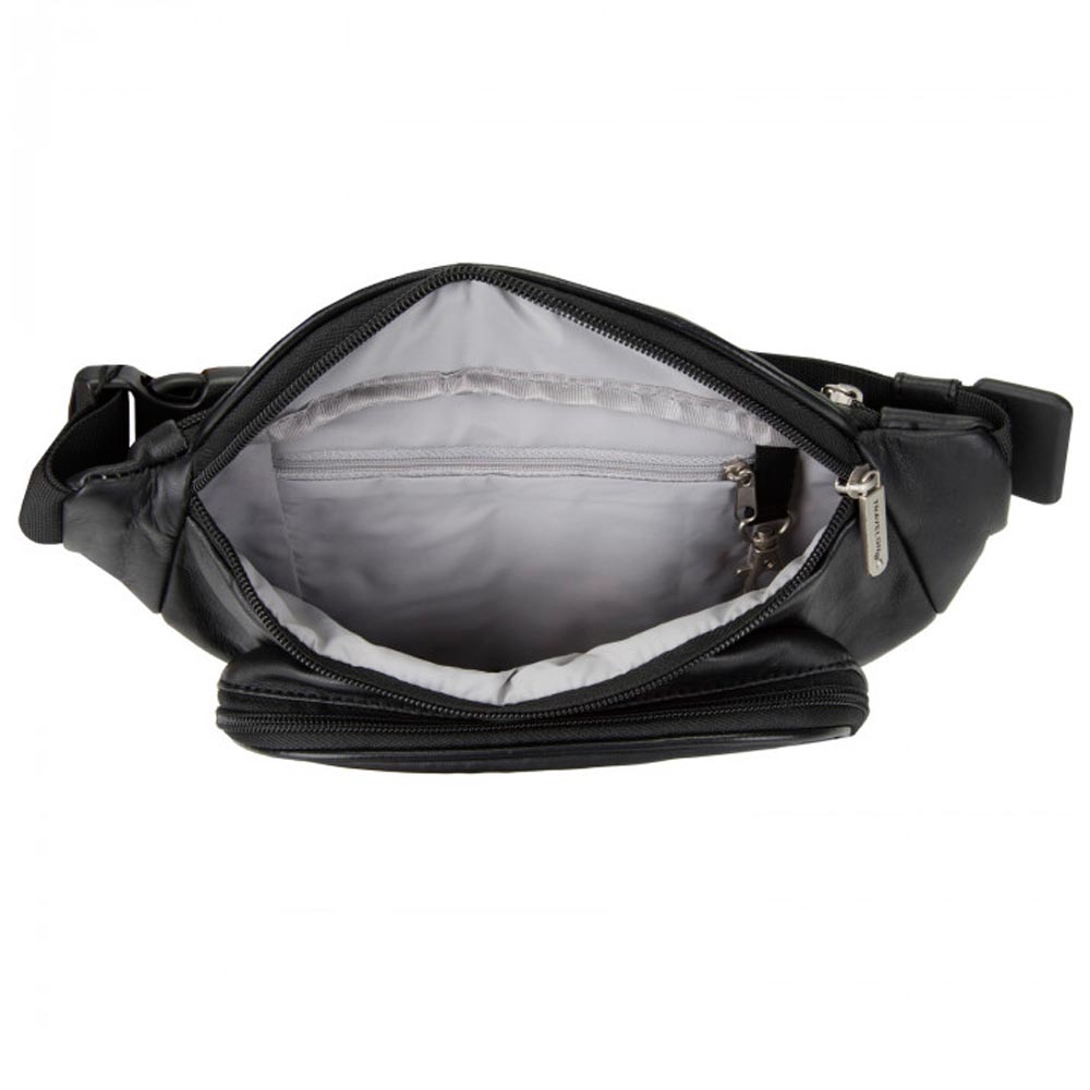 Travelon Leather Waist Fanny Pack Travel RFID Blocking Pouch Belt Bag ...