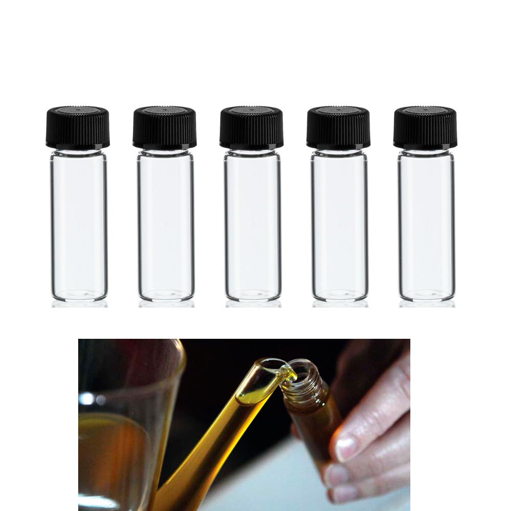 Download 5 Mini Clear Glass Vial Bottles Caps 1 3/4 Tall 1/8 Oz ...
