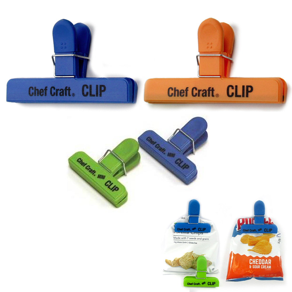 4Pc Bag Clips Food Chip Assorted Size Multi Purpose Clothespin Mini