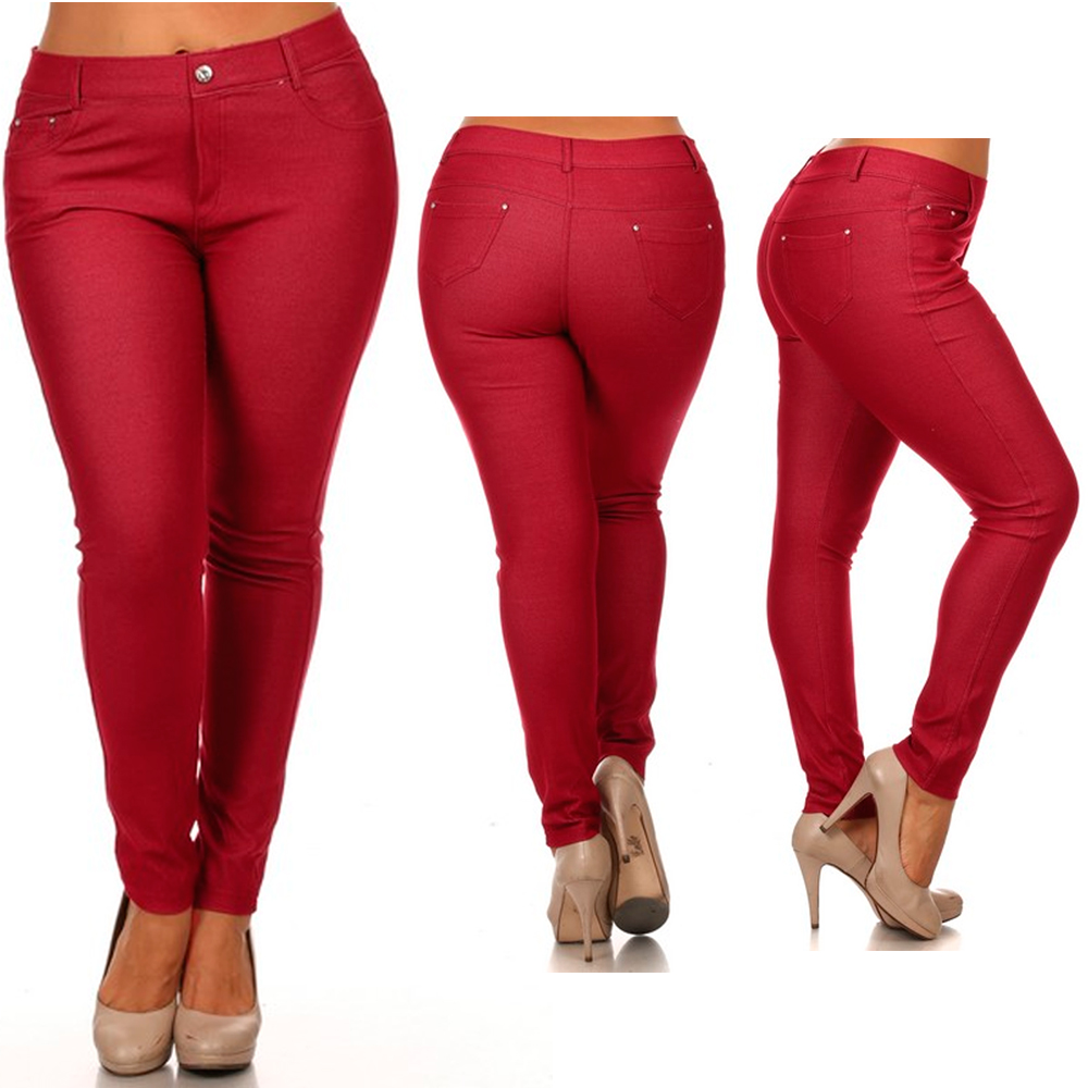 Plus Size Ladies Womens Pockets Elasticated Full Length Jeggings