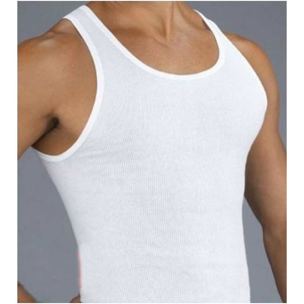 6 Men A Shirt Ribbed Muscle Tank Top Undershirt White Ribbed Sleeveless