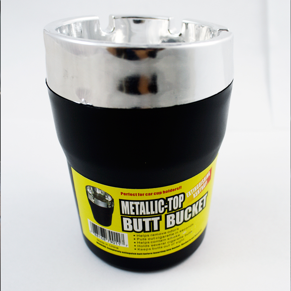 Metallic Top Butt Bucket Car Cigarette Ashtray Extinguish Odor Remover