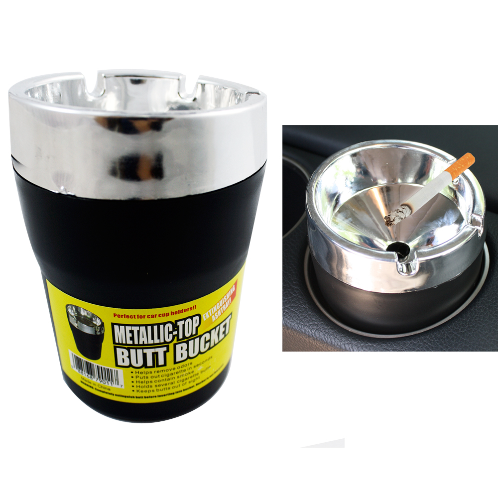 Metallic Top Butt Bucket Car Cigarette Ashtray Extinguish Odor Remover
