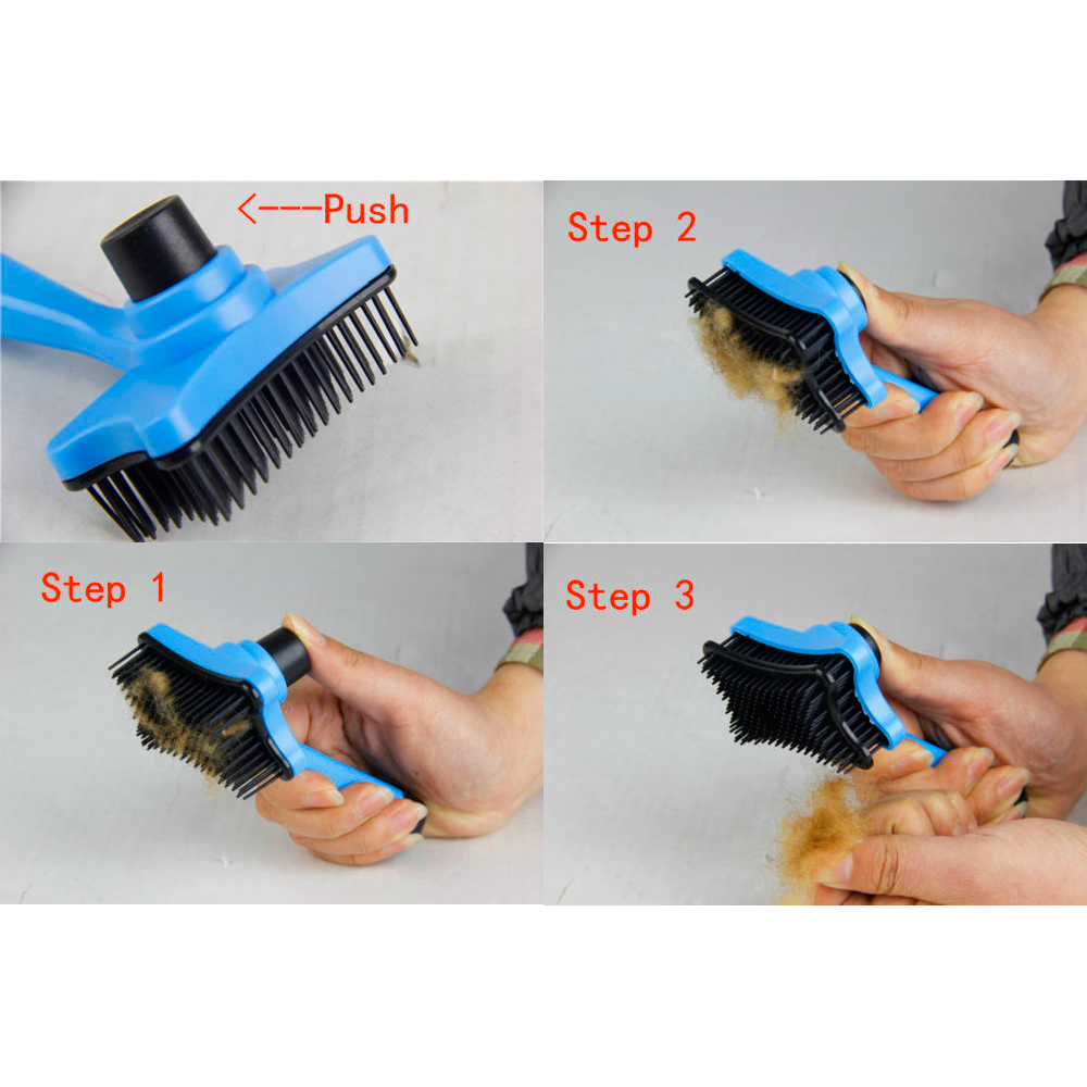 Self Cleaning Grooming Brush Pet Dog Cat Slicker Comb Hair Trimmer Fur