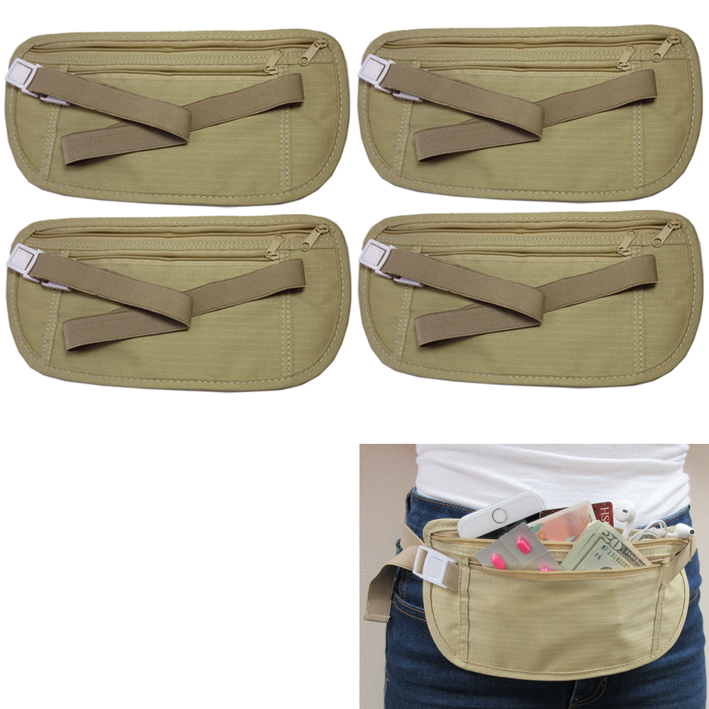 4 Travel Money Waist Pouch Belt Wallet Hidden Under Clothes Secure