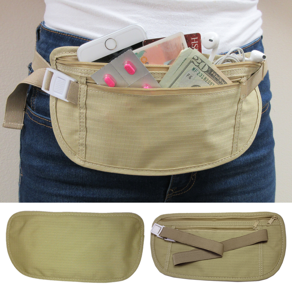 2 Travel Pouch Hidden Passport ID Holder Compact Security Money Waist Belt Bag ! | eBay