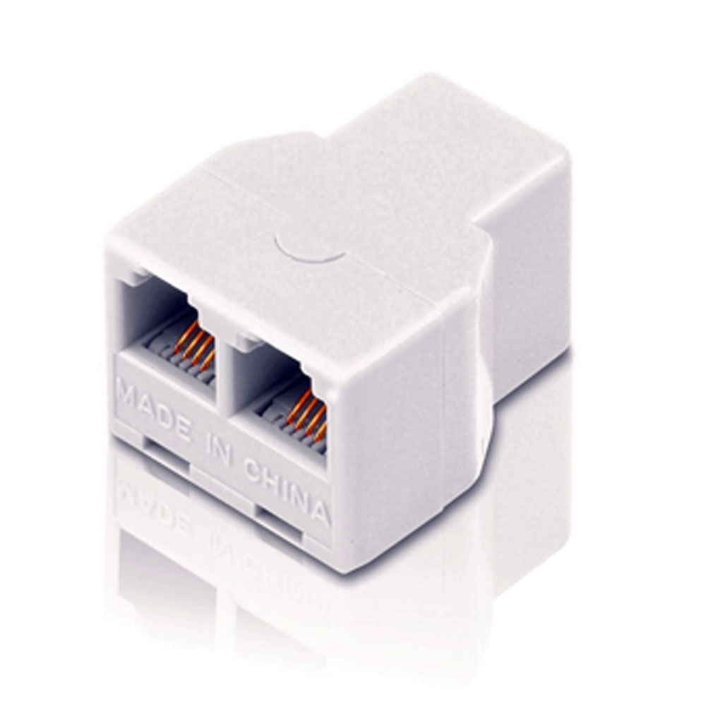Phillips 2 Way Phone Jack Splitter Adapter Duplex Connector Telephone