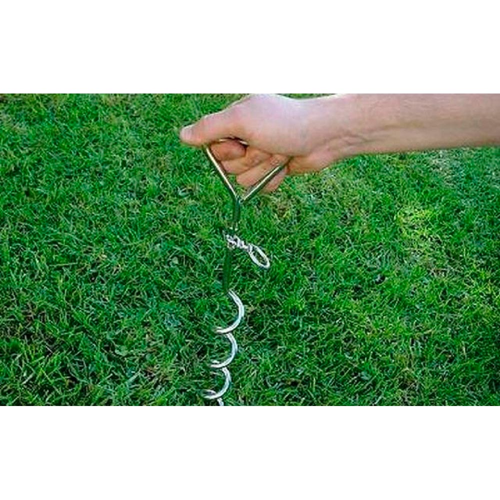 16" Chrome Heavy Duty Dog Tie Out Stake Spiral Metal Screw Yard Ground