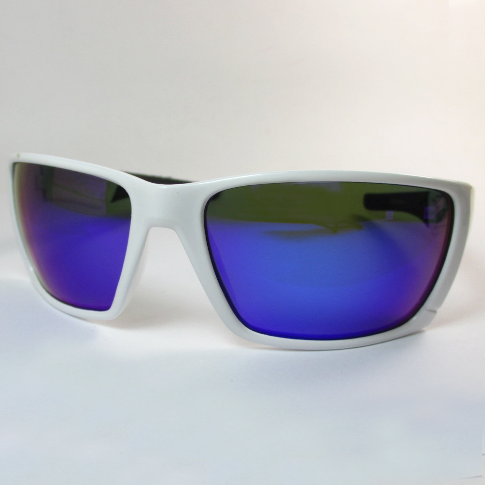 Men White Polarized Sunglasses Blue/Orange Mirror Lens AntiGlare