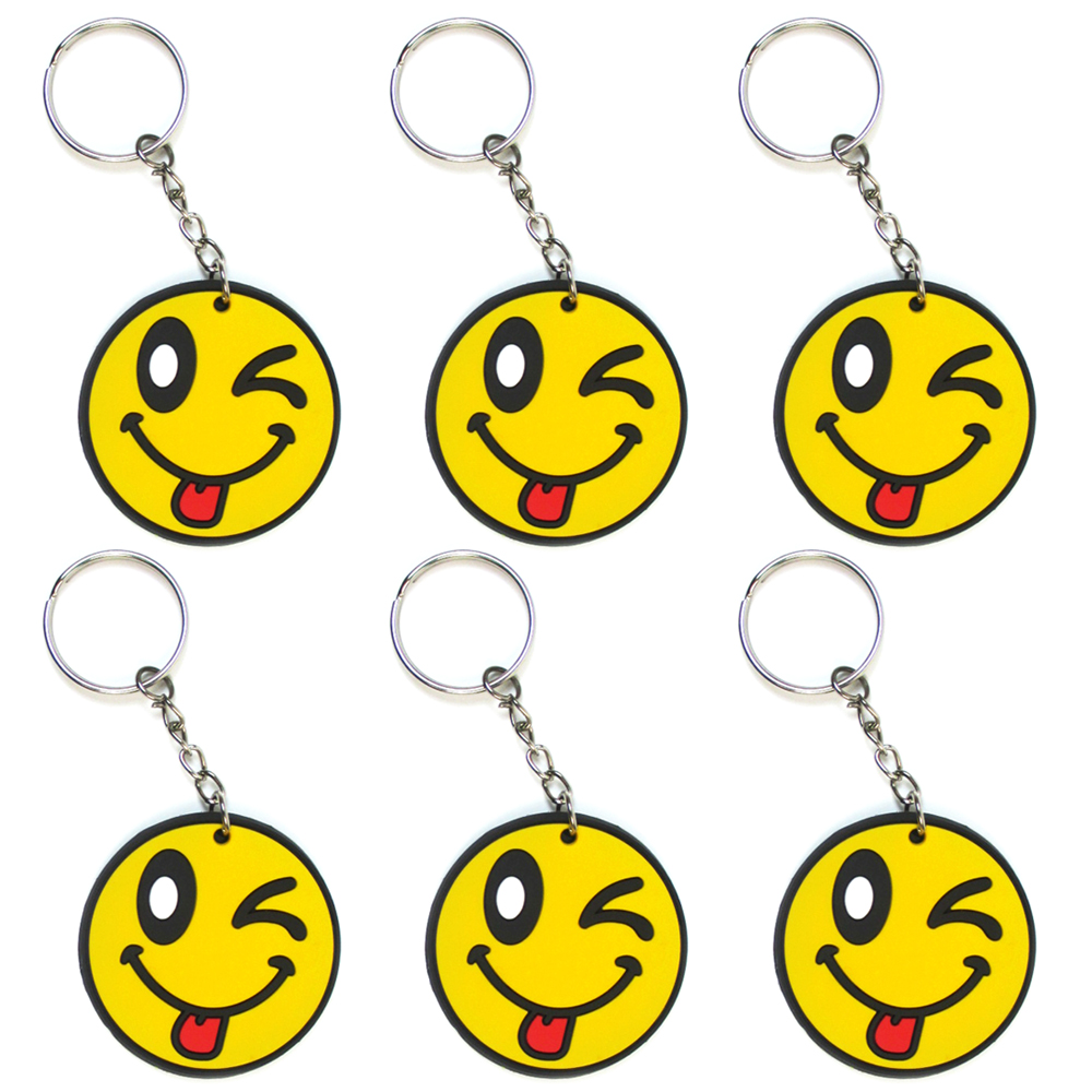 6X Smiley Face Keychain Cute Emoji Pendant Key Ring Gift Fun Phone