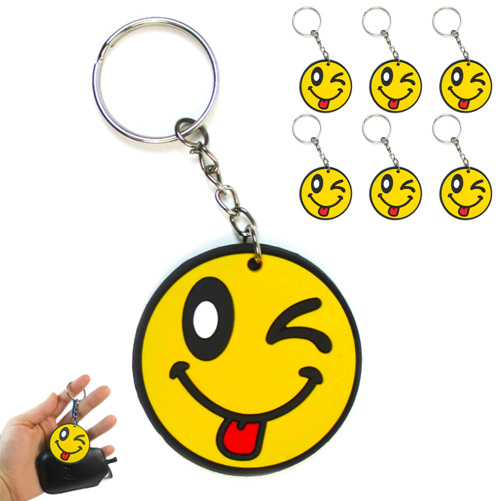 6X Smiley Face Keychain Cute Emoji Pendant Key Ring Gift Fun Phone