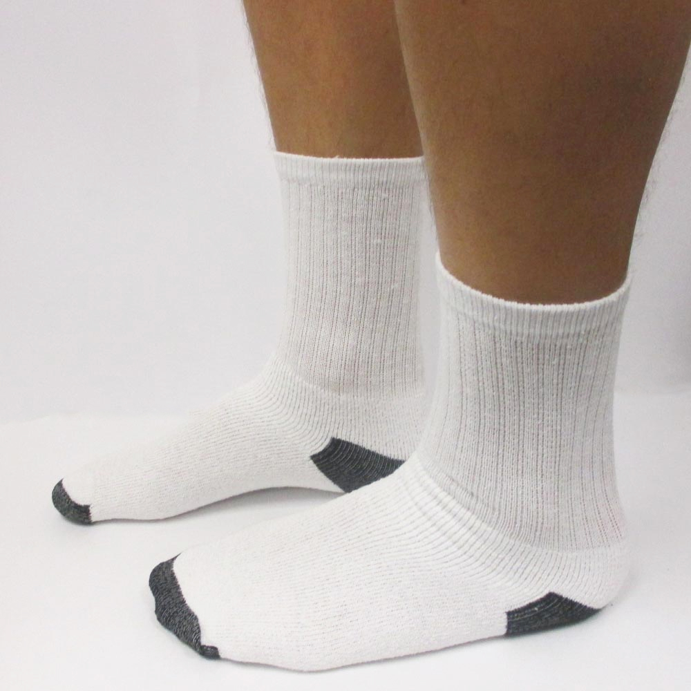 12 Pairs Mens Sports Crew Socks Cotton Calf Cushioned Athletics White