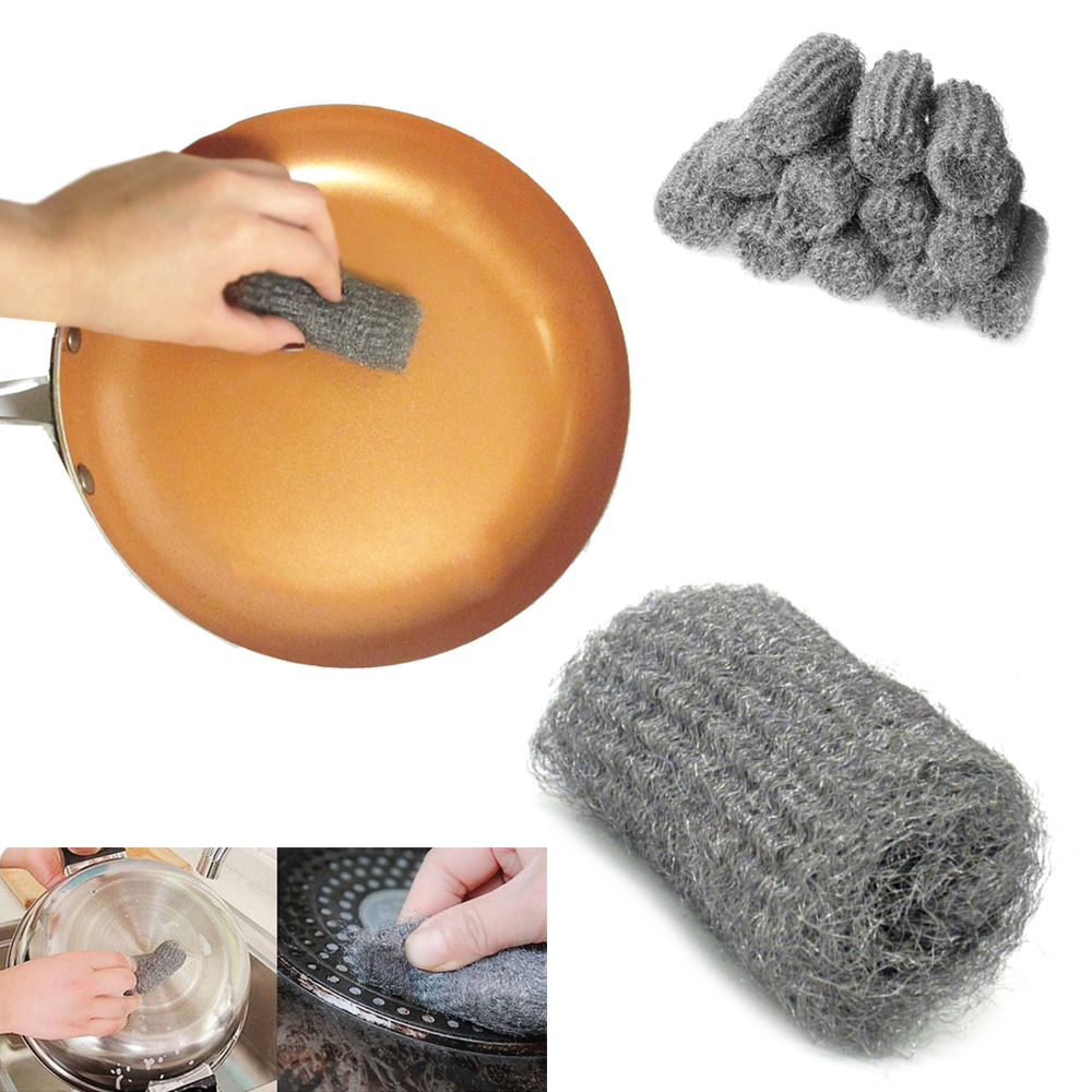 18X Steel Wool Pads Scrubber Scouring Finish Smooth Super Fine Clean