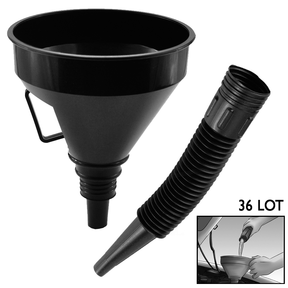 36 Set Flexible Spout Funnels Engine Oil Fluids Gas Water Car Extension