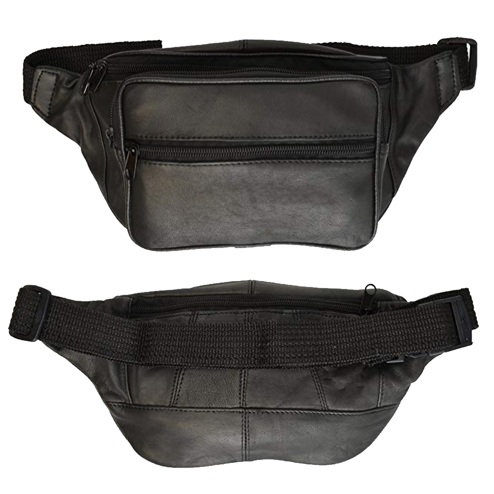 Black Leather Fanny Pack Waist Bag Adjustable Travel Pouch Mens Womens Hip Purse | eBay