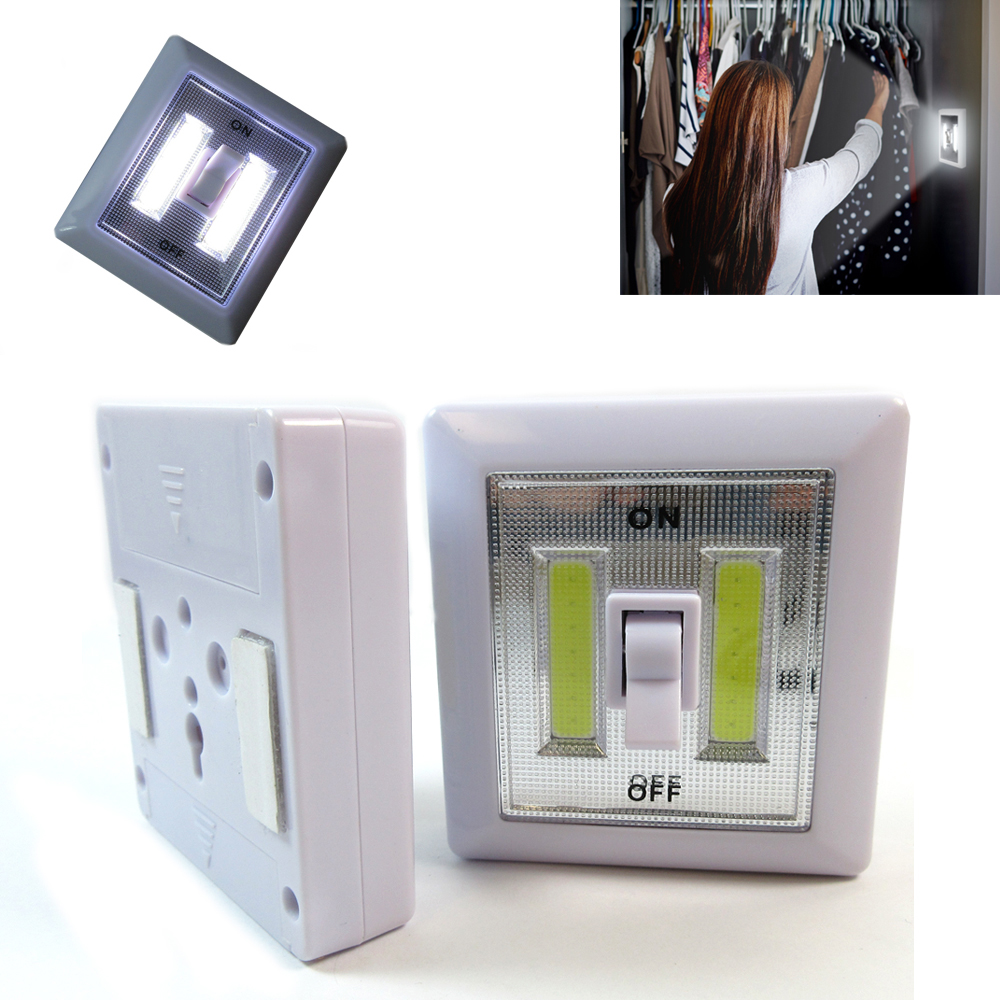 2 COB LED Light Wall Switch Mini Night Super Bright Wireless MultiUse