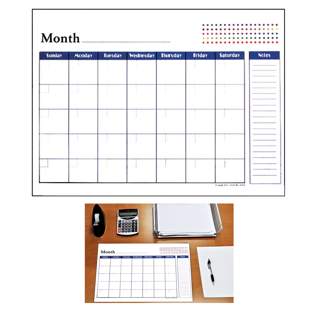 1 x Undated 12 Month Desk Pad Calendar 17x22 inches Office Monthly