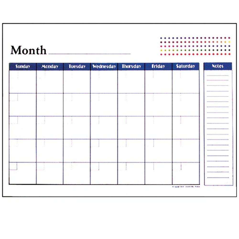 1 x Undated 12 Month Desk Pad Calendar 17x22 inches Office Monthly