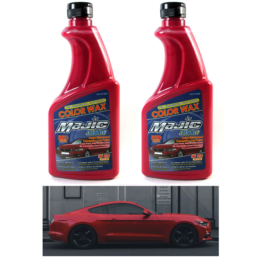 2 Bottle WAX COLOR MAJIC Radiant Red Car Polish Wash Paint