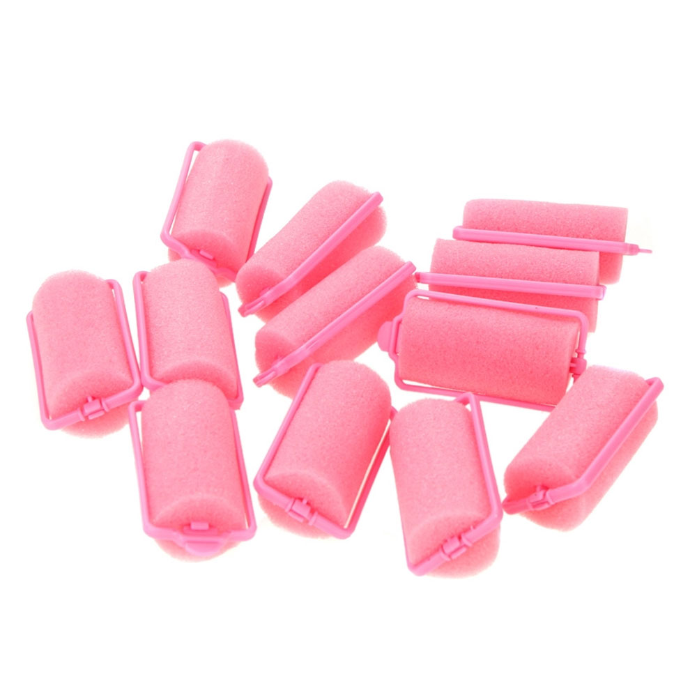 12 Medium Foam Hair Rollers Curls Waves Soft Cushion Curlers Care