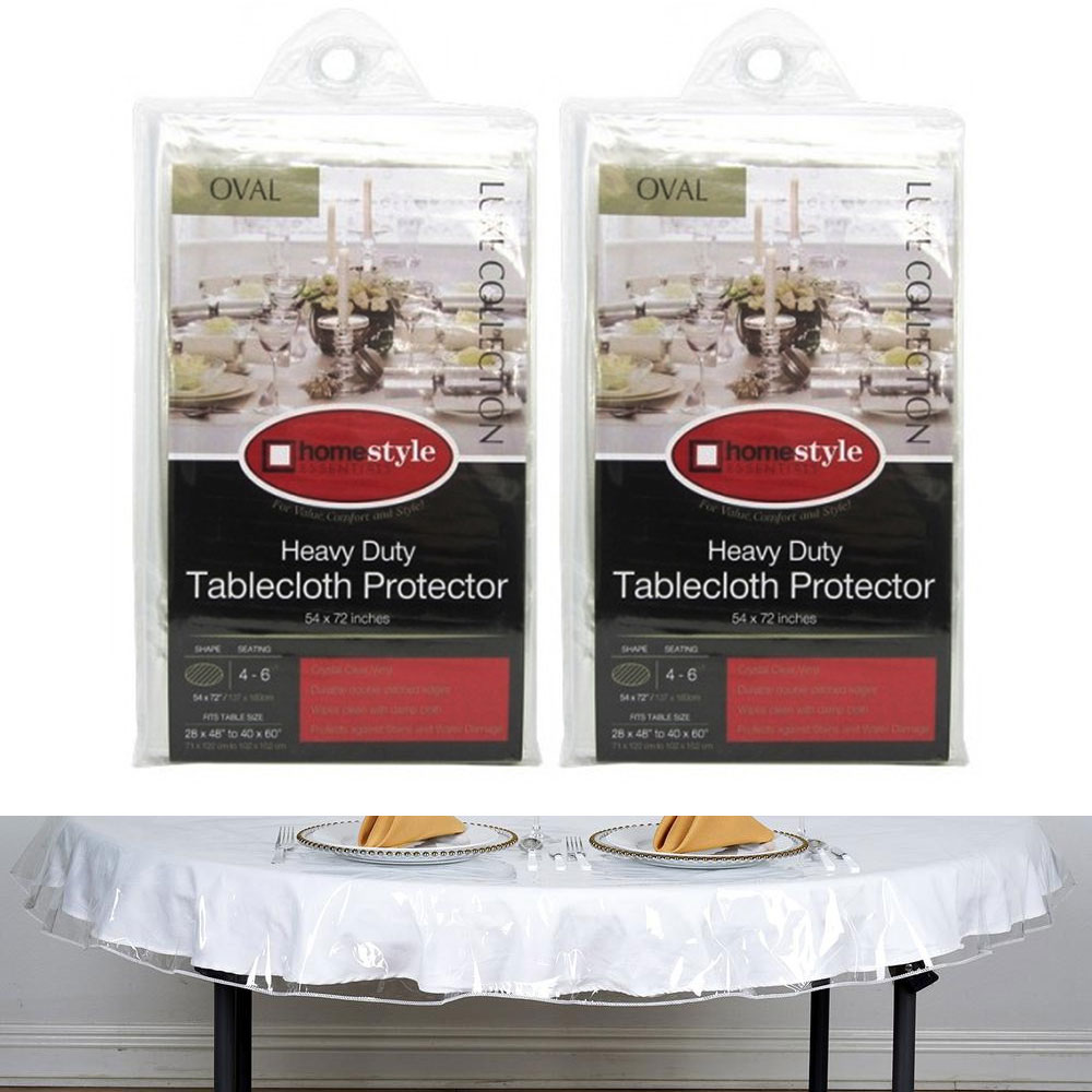 2 Crystal Clear Vinyl Tablecloth Protector Heavy Oval Plastic Table