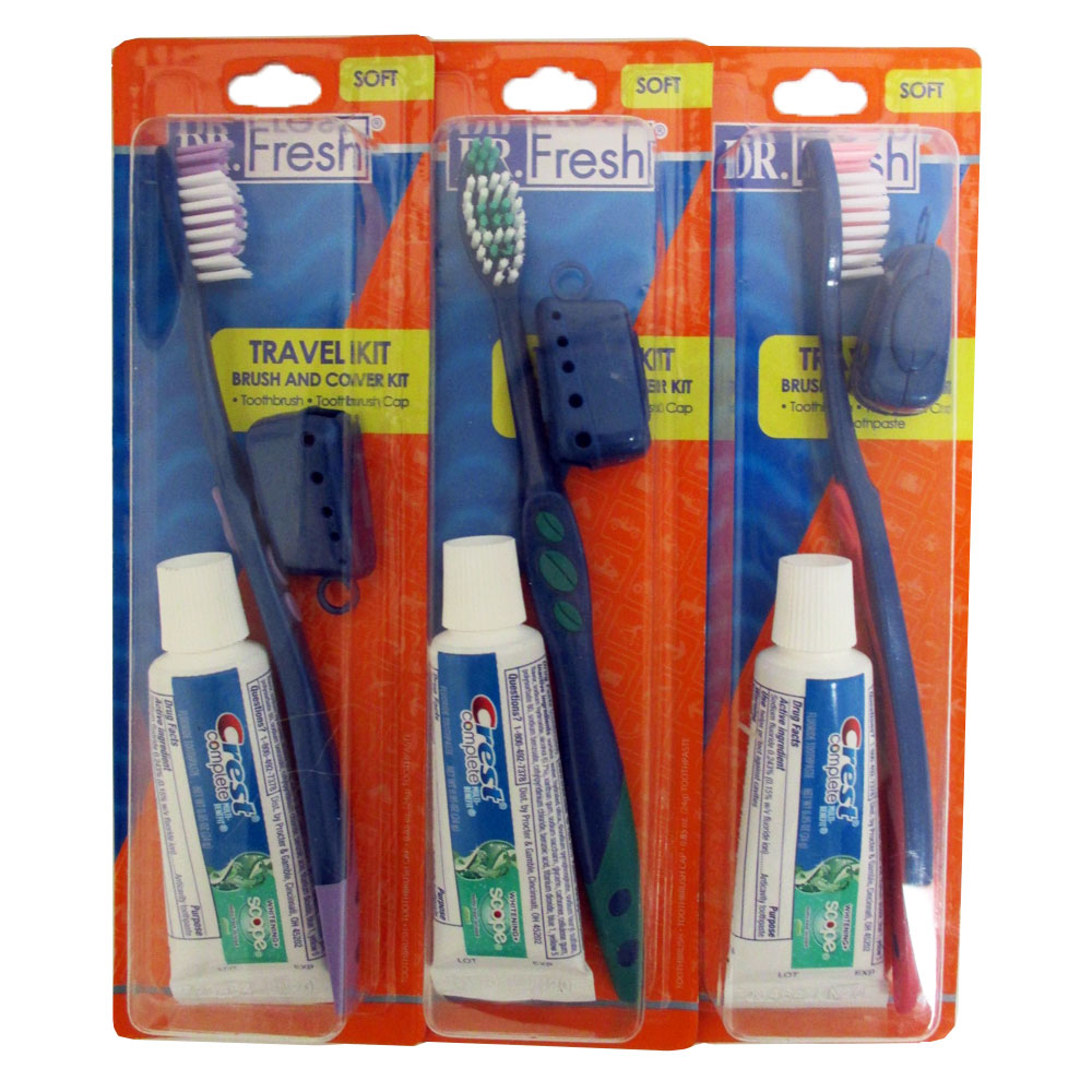 Toothbrush Toothpaste Kit Travel Set Crest .85 oz Holder 3 Piece Set