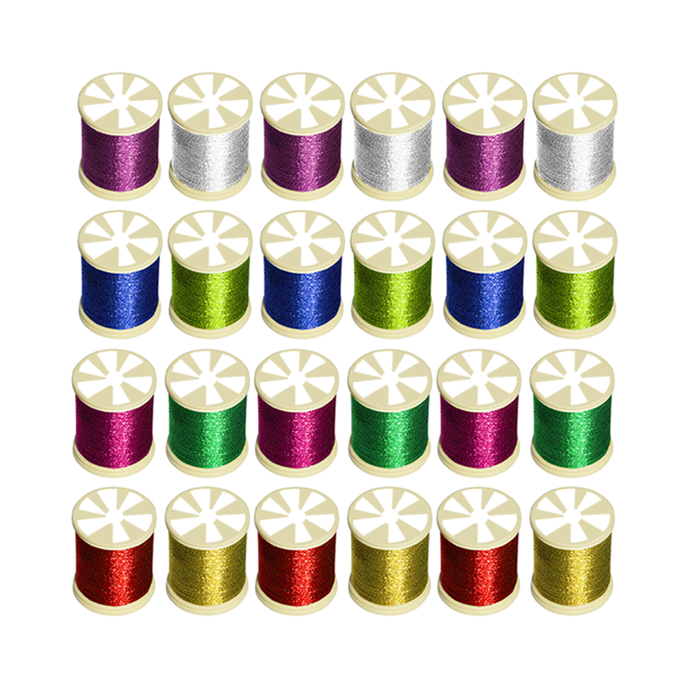 24PC Metallic Glitter Sewing Threads Embroidery Set Decorative