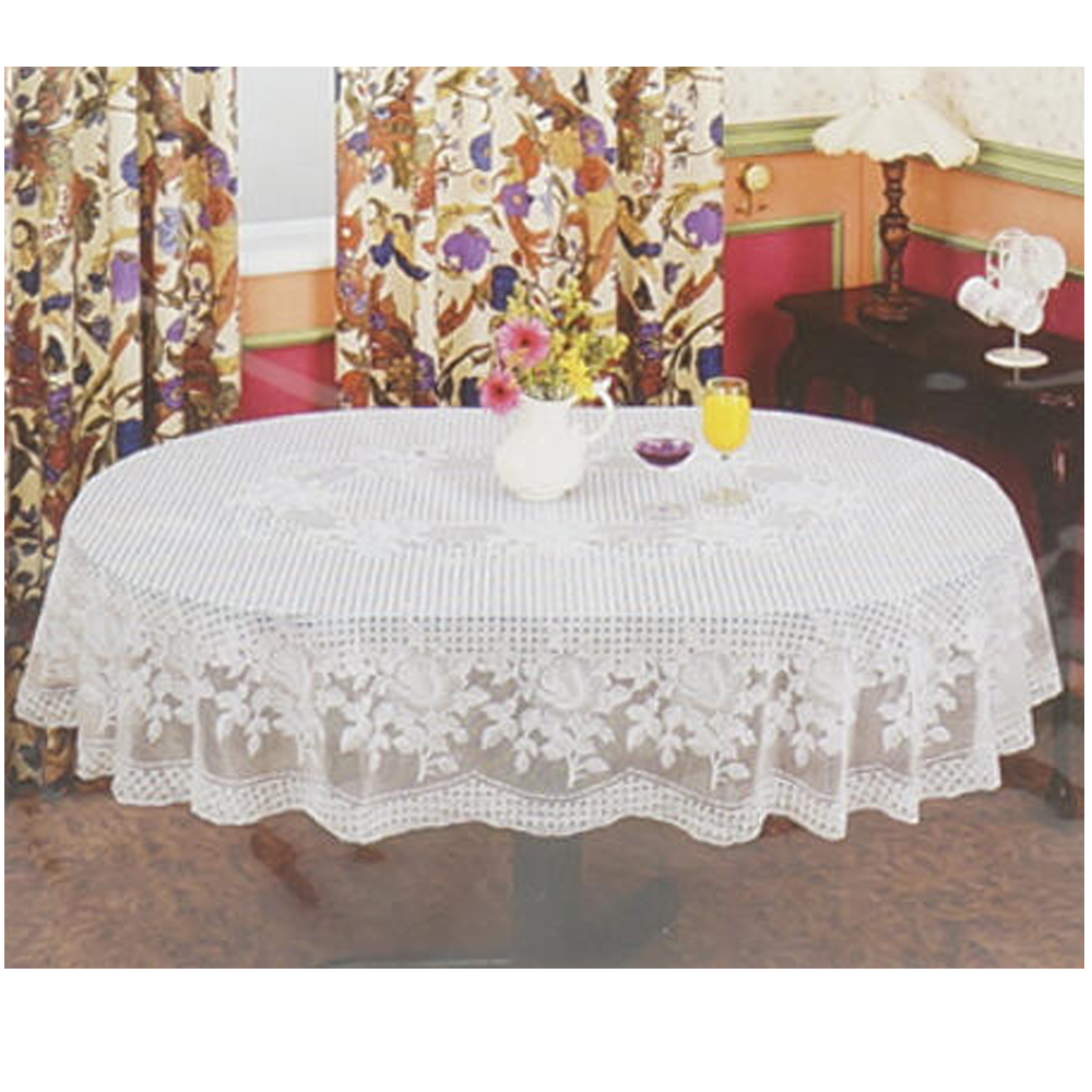Oval Tablecloth Vinyl White 54" X 72" Design Table Cover Party Easy Wipe Clean eBay