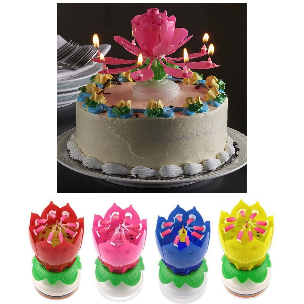 Fetes Occasions Speciales Musical Joyeux Anniversaire Parti Fleur De Lotus Candle Cake Topper Decoration Decoration Maison Pokupec Hr