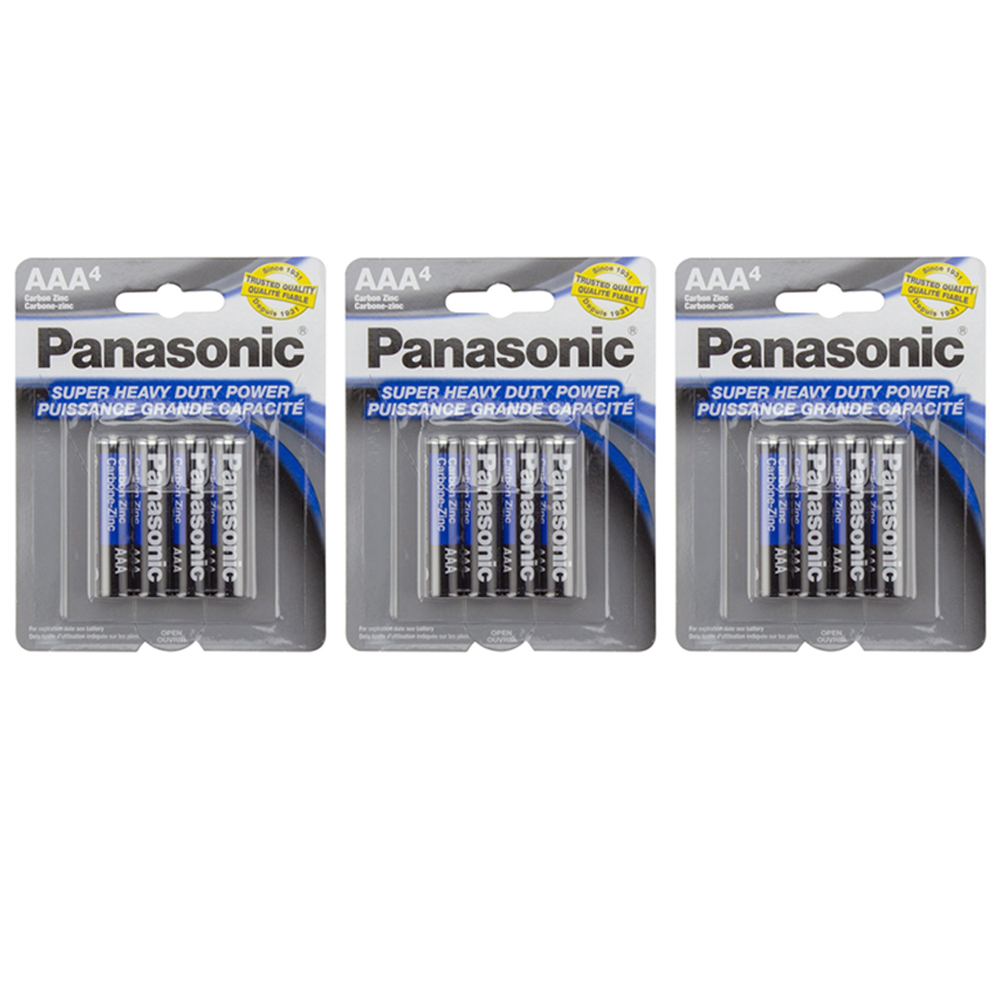 12 X Panasonic AAA Batteries Super Heavy Duty Carbon Zinc Battery 1.5V