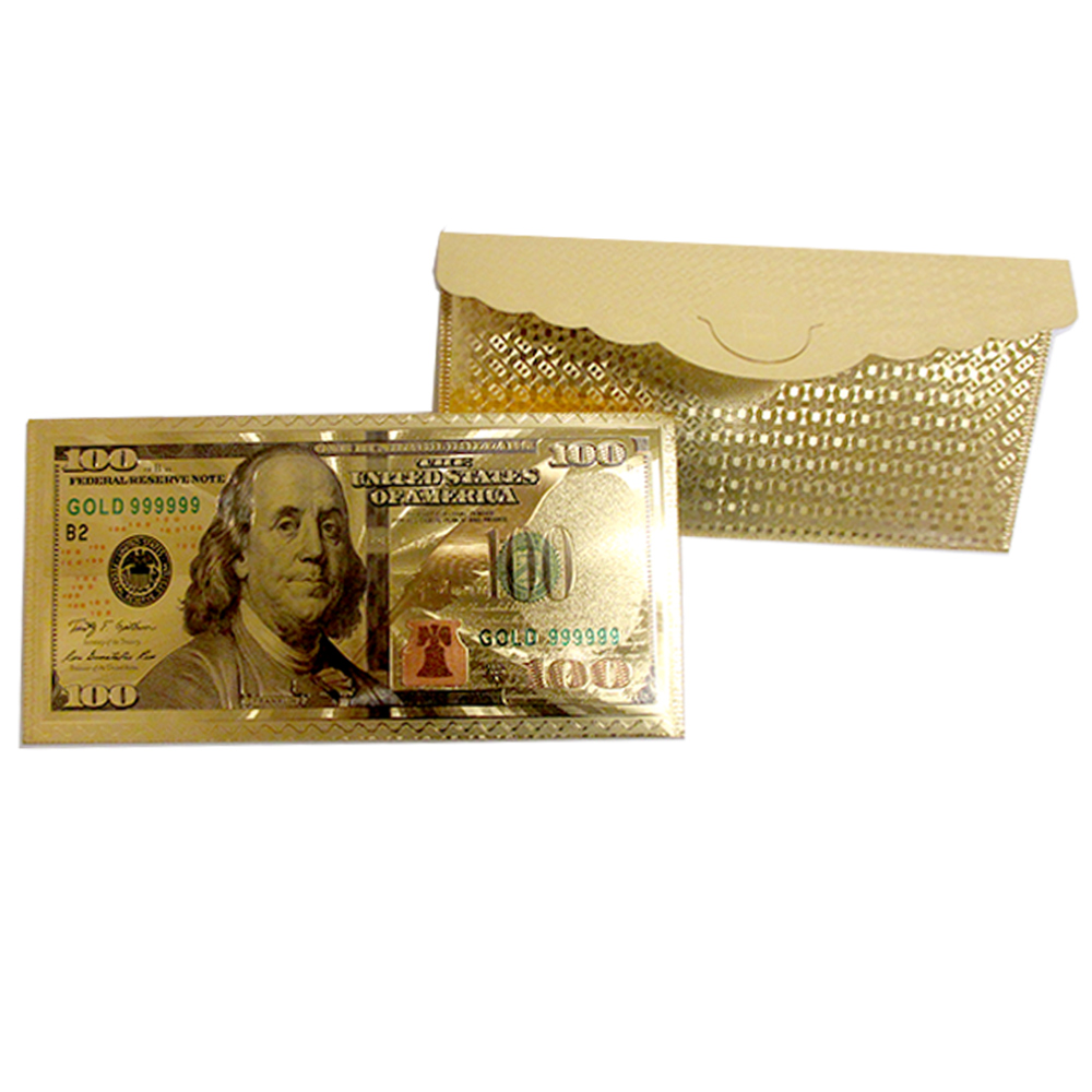 1 X $100 Dollar Bill Envelope Gift Money Gold Foil Plated Banknote Card Sleeve | eBay