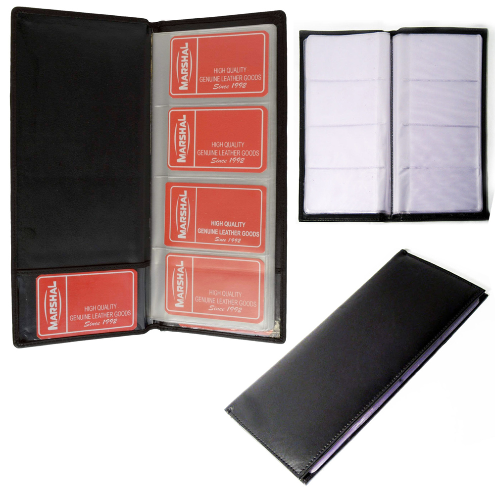 Genuine Leather Business Card Holder Book Organizer 96 Black Office